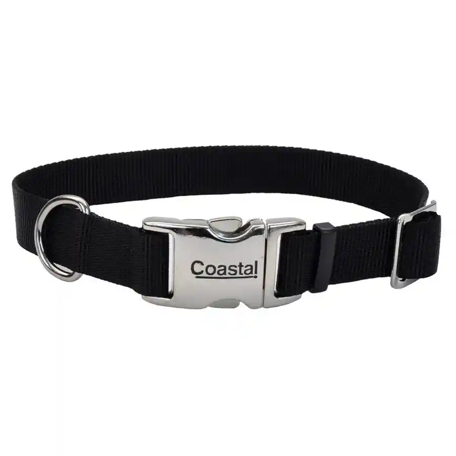 Collar Adjustable Dog With Metal Buckle, Black Talla L