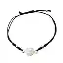 Pulsera San Benito Plata Fina 925 Cordón Negro Adaptable