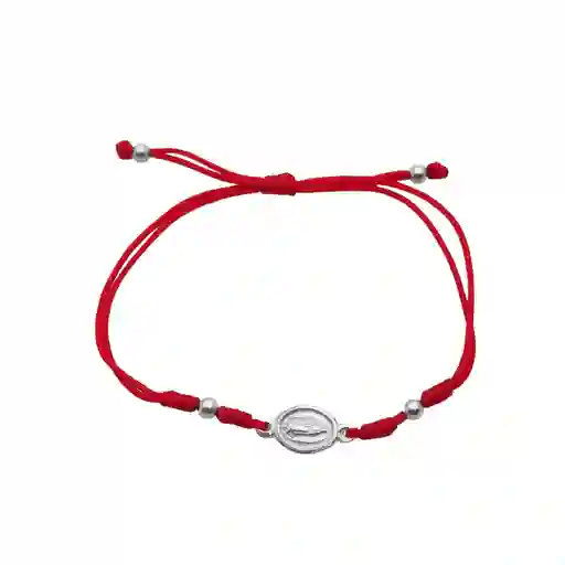 Pulsera Virgen De Guadalupe Mini Cordón Rojo Plata Fina 925