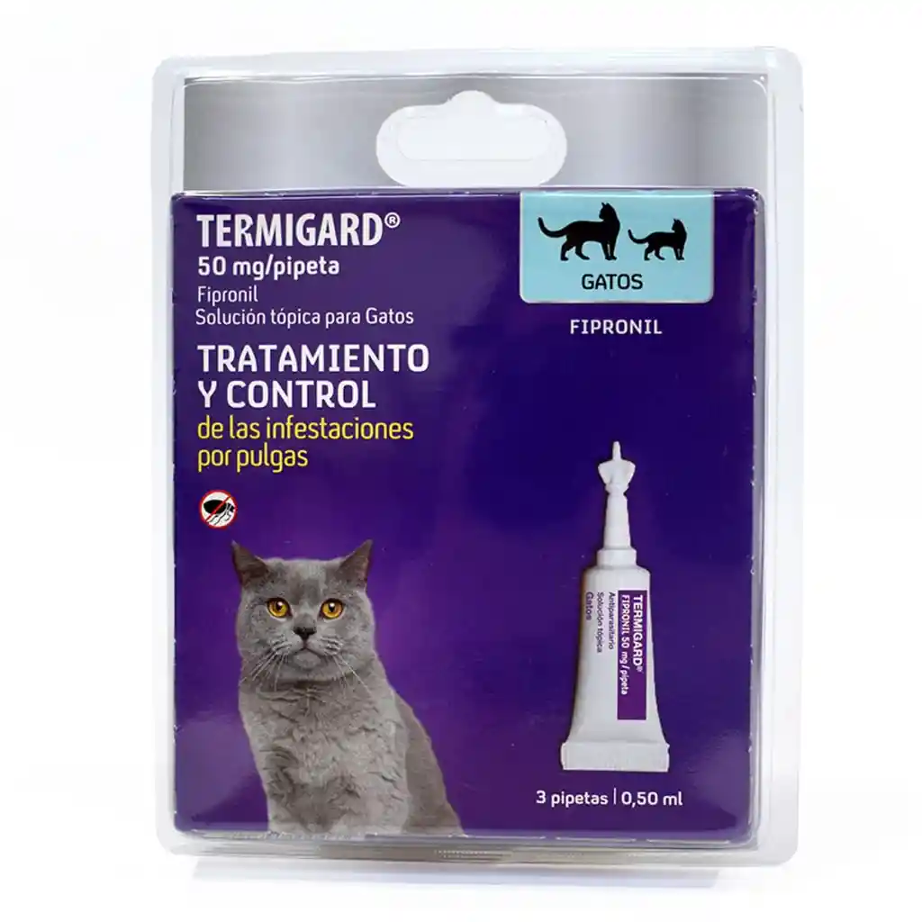 Termigard Fipronil Pipeta Antipulgas Gatos 3 Pipetas