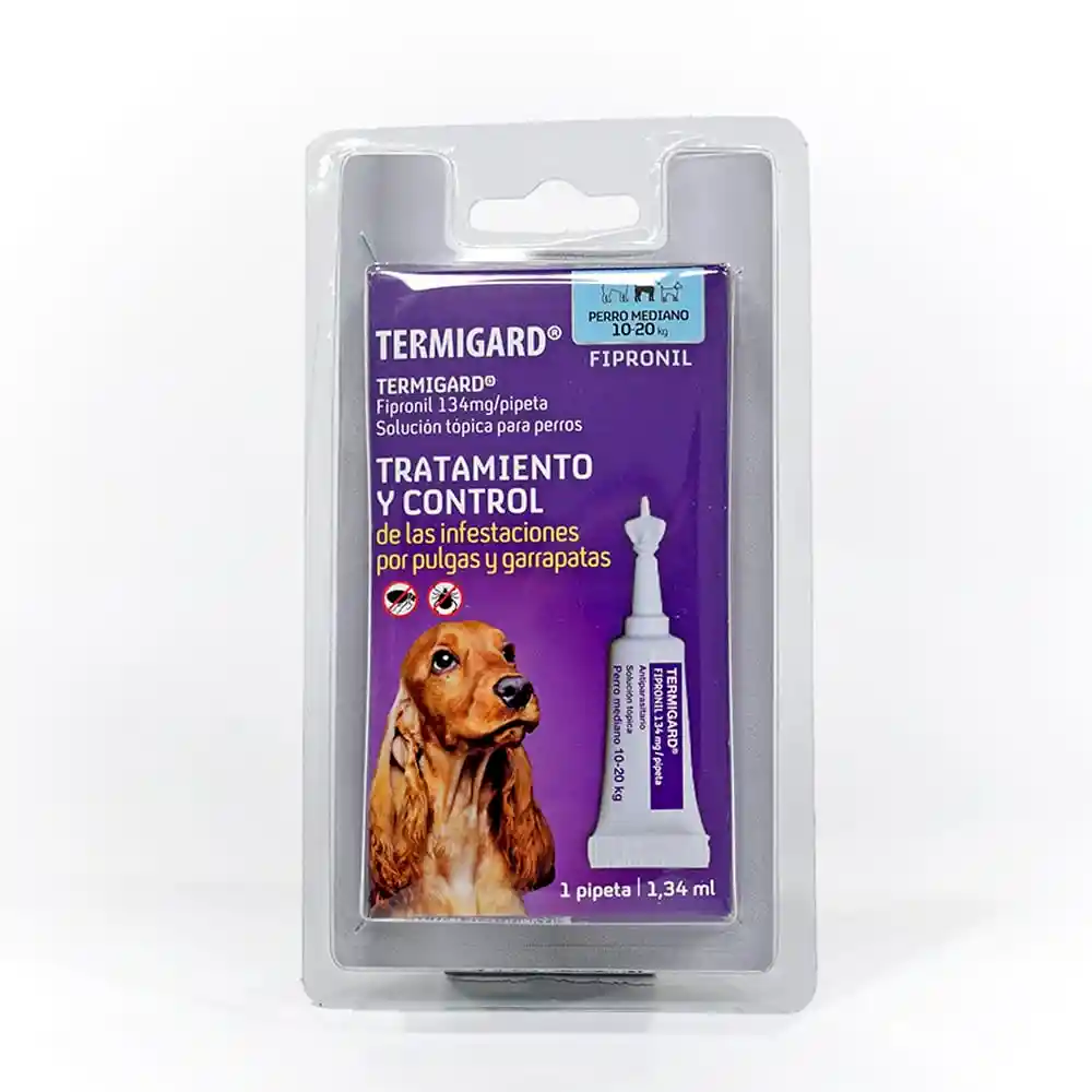 Termigard Fipronil Pipeta Antipulgas/antigarrapatas Perros 10-20 Kg