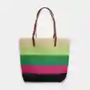 Bolso De Rafia Multicolor Fucsia Con Azul