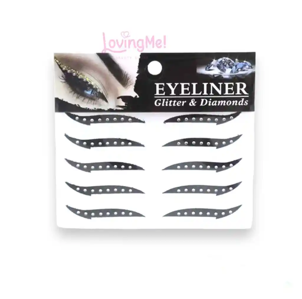 Stickers Eyeliner Con Diamantes Empaque De 5 Pares De Un Mismo Color