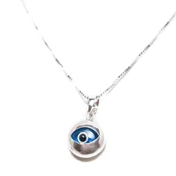 Collar Ojo Turco Cristal Azul Plata Fina 925