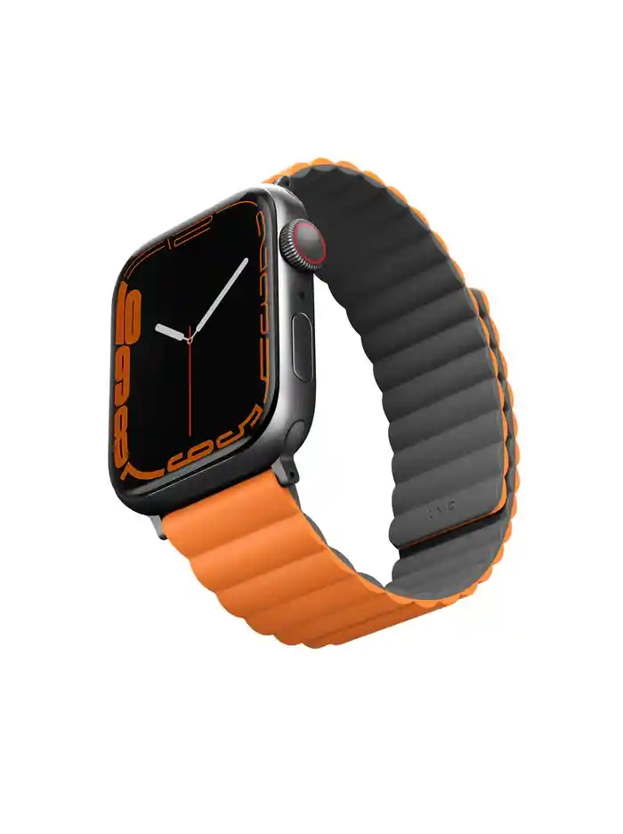 Correa Uniq Revix Magnética Reversible Apple Watch Correa Silicona Texturizada Apple Watch Compatible Con 42/44/45/ Ultra 49 Mm - Blanco - Gris / Naranja