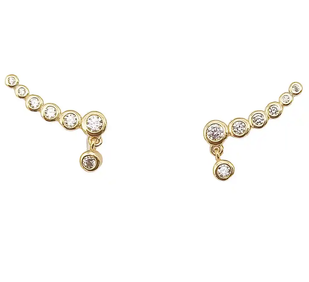 Aros Trepadores Modelo Constelación Plata S925 Chapado En Oro 18k