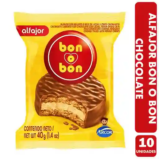 Alfajor Bon O Bon Sabor Clásico (pack De 10 Unidades)