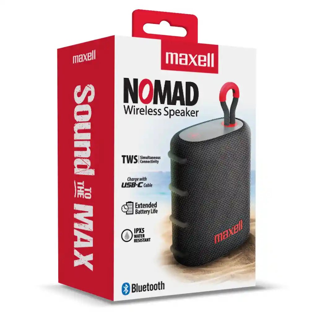 Parlante Bluetooth Portátil Maxell Nomad Tws 15 Hr Ipx5 Gris