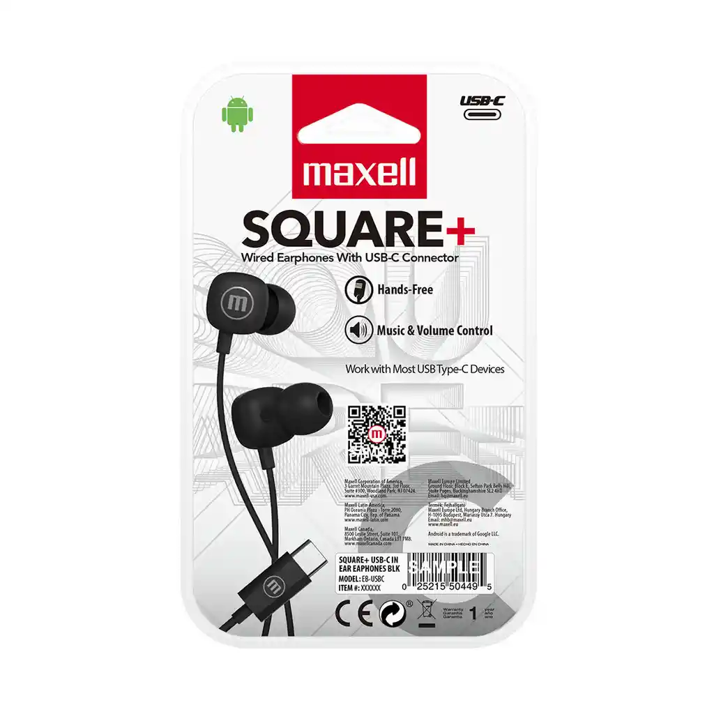 Audífonos Maxell Tipo C Square Negro