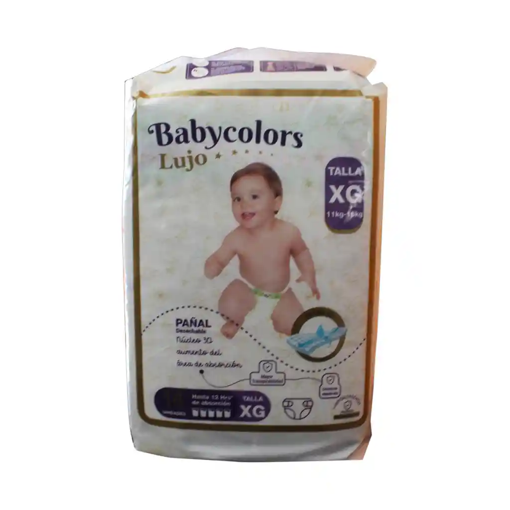 Pañal Infantil Babycolors Lujo Talla Xg / Paq C/ 14 Un