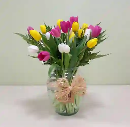 Florero 30 Tulipanes Coloridos