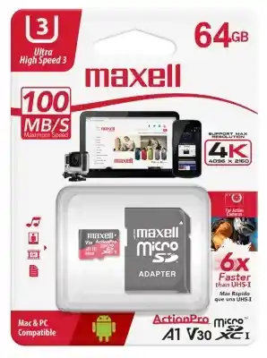 Tarjeta Microsd Maxell 64gb Uh-3 4k