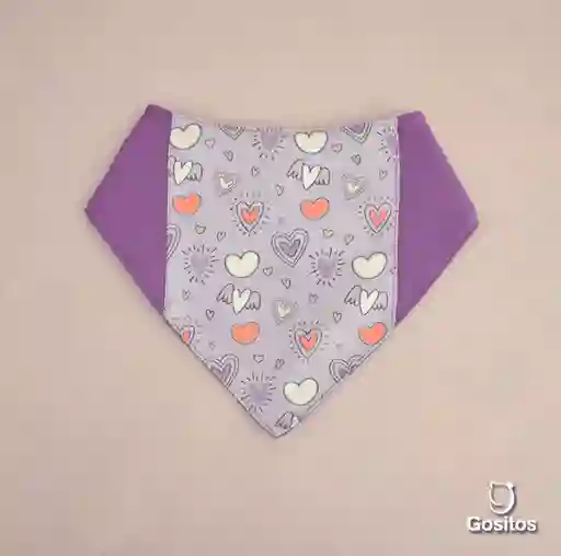 Bandana Morado Corazones Impermeable 6-12 Meses