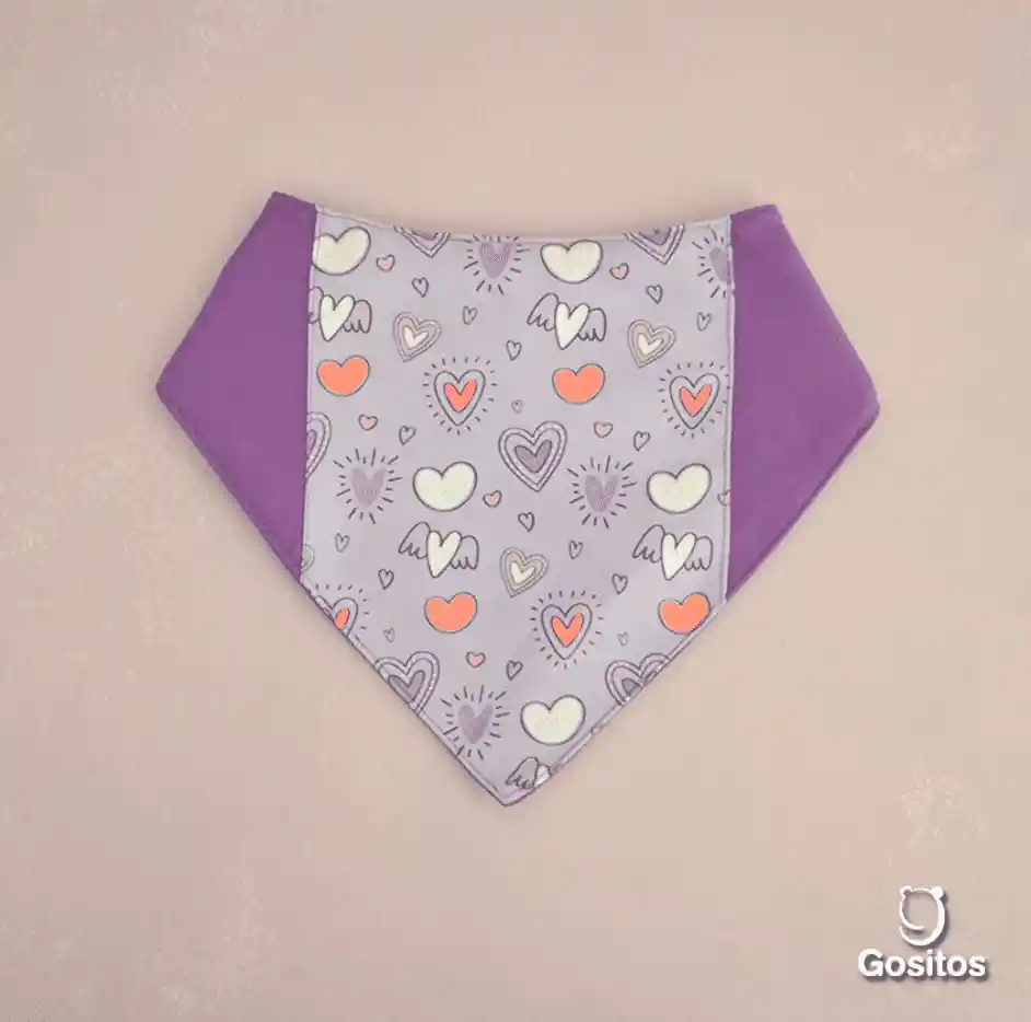 Bandana Morado Corazones Impermeable 6-12 Meses