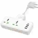 Adaptador Hoco Ac11a Multifuncional Con Enchufe Schuko Blanco