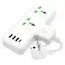 Adaptador Hoco Ac11a Multifuncional Con Enchufe Schuko Blanco