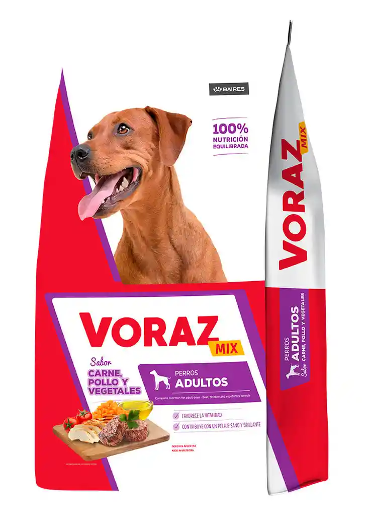 Voraz Alimento Perro Adulto Mix Carne, Pollo Y Vegetales 20 Kg