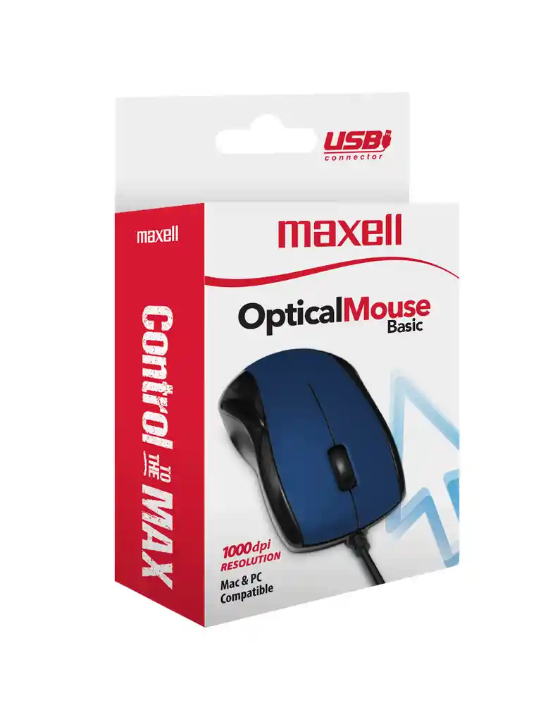Mouse Óptico Maxell Usb Mowr-101 1000dpi Azul