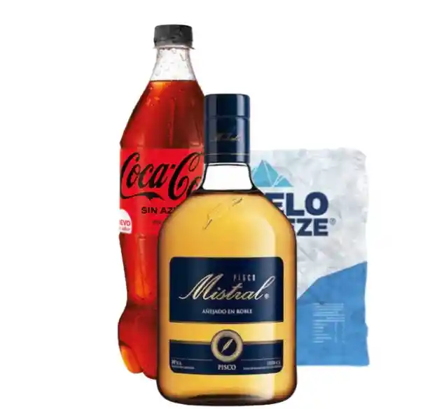 Mistral 750 + Coca Cola 1.5lt + Hielo Qk