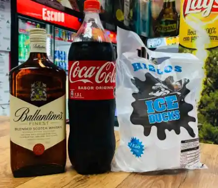 Balantines 750c + Coca Normal 1.5lt + Hielo 1k