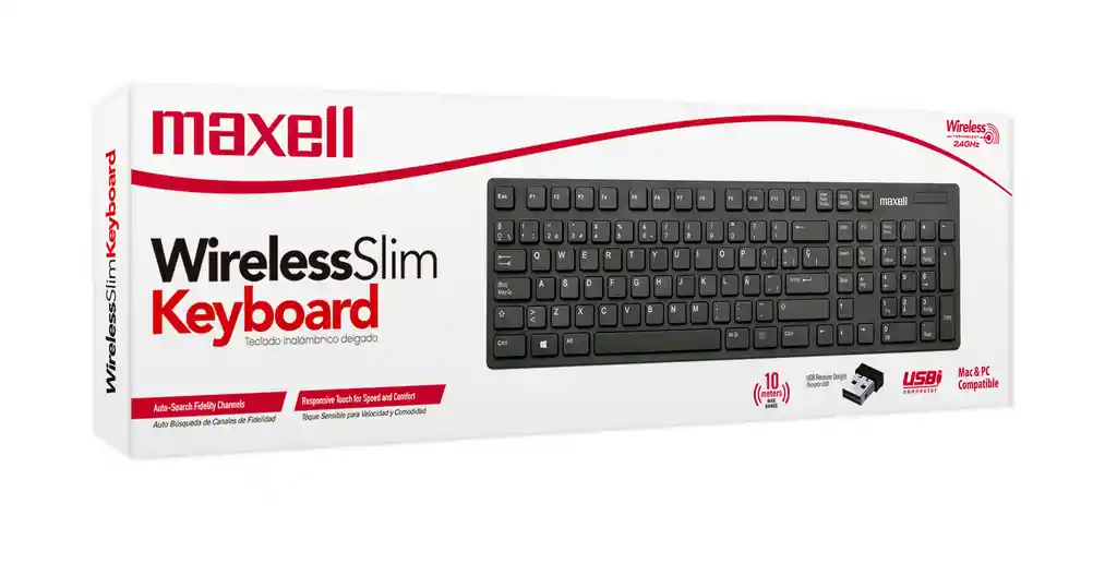 Teclado Inalámbrico Maxell Slim Multifuncional Con Pad Numérico Wkb-20