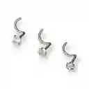 Pack Piercing Acero Quirúrgico Nariz Set Tipo S Zirconia Blanco Nostril