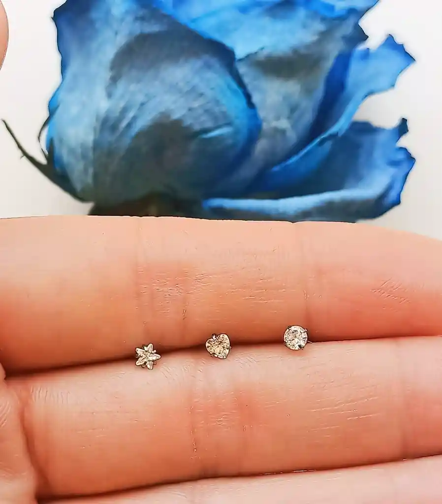 Pack Piercing Acero Quirúrgico Nariz Set Tipo S Zirconia Blanco Nostril