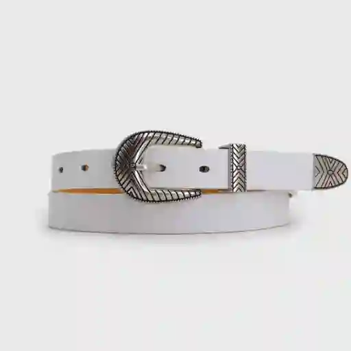 Cinturon De Mujer Hebilla Vaquero Con Grabado Geometrico