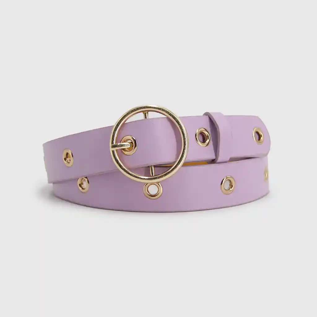 Cinturon De Mujer Hebilla Circular Con Ojetillo