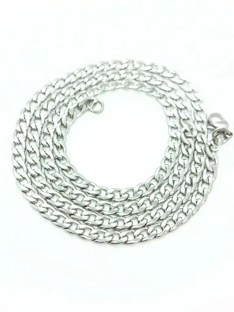 Cadena De Eslabones Plateada Estilo Cubana Grumet 5mm 50cm Largo