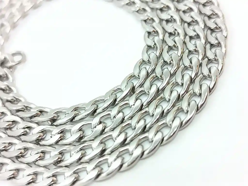 Cadena De Eslabones Plateada Estilo Cubana Grumet 5mm 50cm Largo