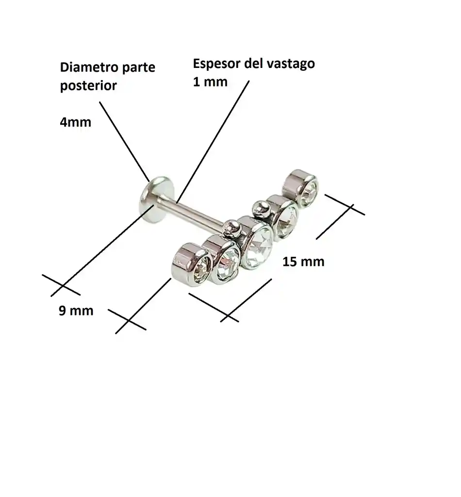 Piercing Oreja Tragus Conch Labret Modelo Luna Menguante Hipoalergenico Unidad