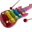 Xilófono Madera Didáctico Grande Forma De Guitarra Color Rosa