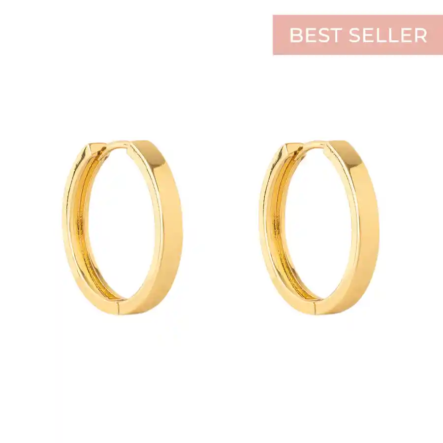 Argollas Lisas 25mm Bañadas En Oro