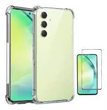 Carcasa Transparente Samsung A34 Con Esquinas Reforzadas + Lamina De Vidrio Ceramicada