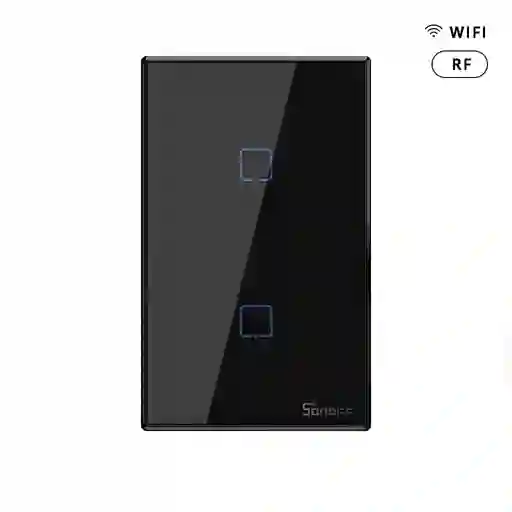 Interruptor Wifi De Pared Sonoff De 2 Canales + Rf Color Negro