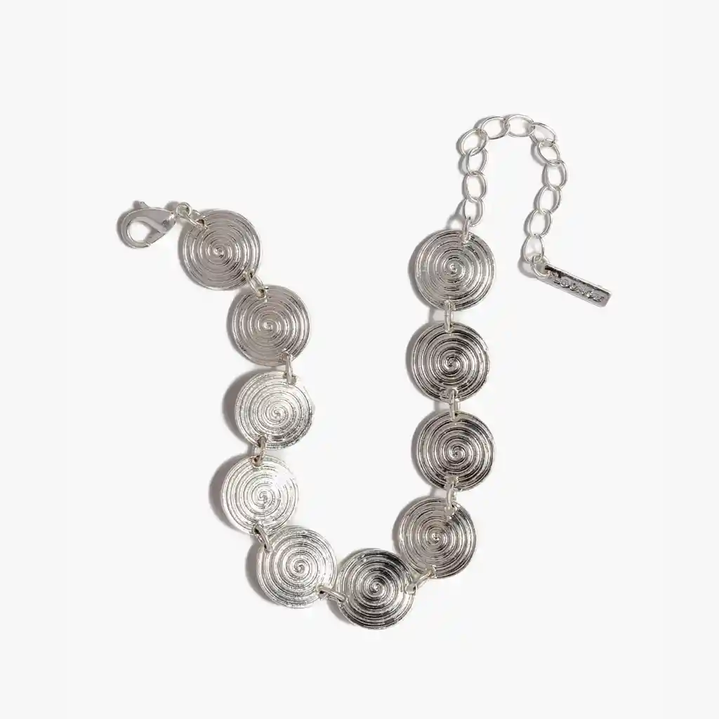 Pulsera Mujer Monedas Caracol Plateado