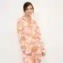 Set Pijama Mujer Largo Pink Flowers S Rosado
