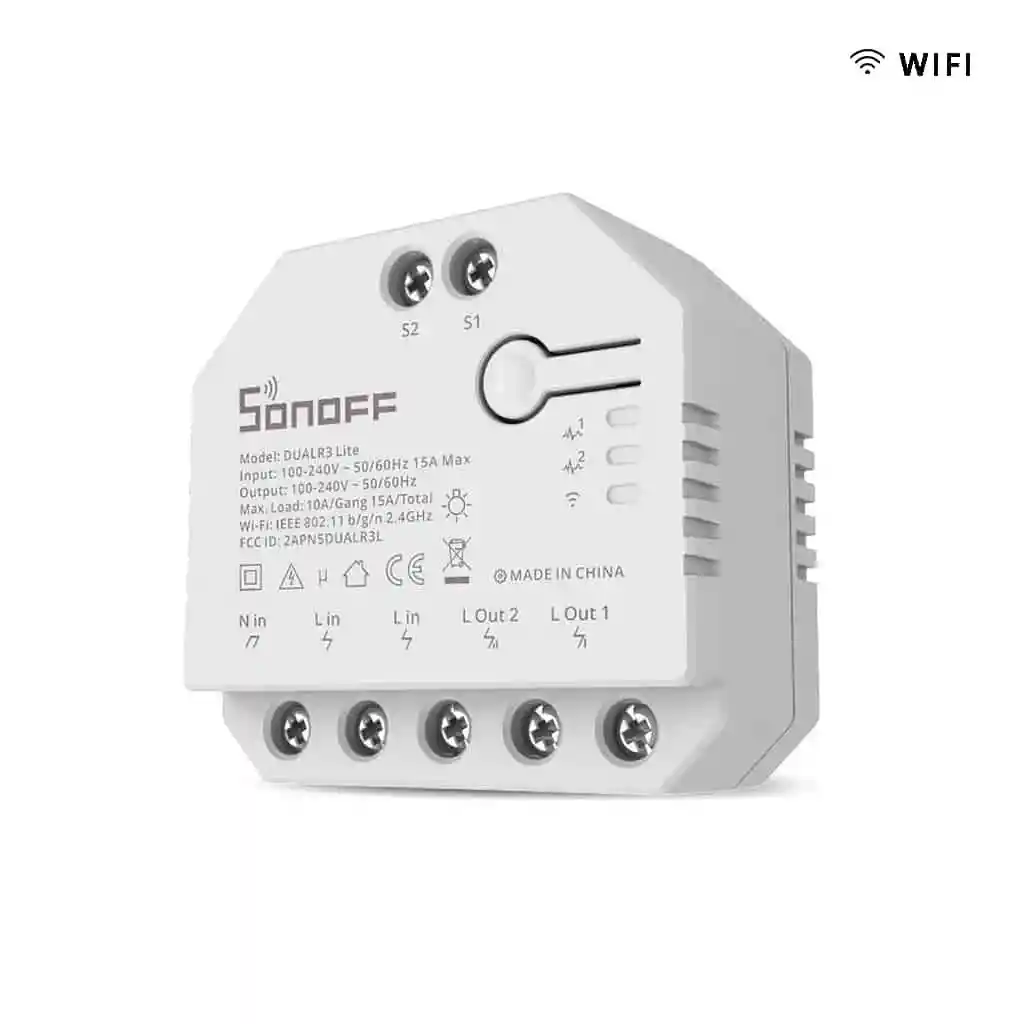 Interruptor Wifi Sonoff Dualr3 Lite De Dos Canales Y Control De Motor