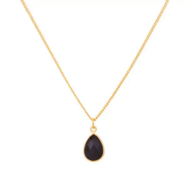 Collar Vera Ónix Bañado En Oro