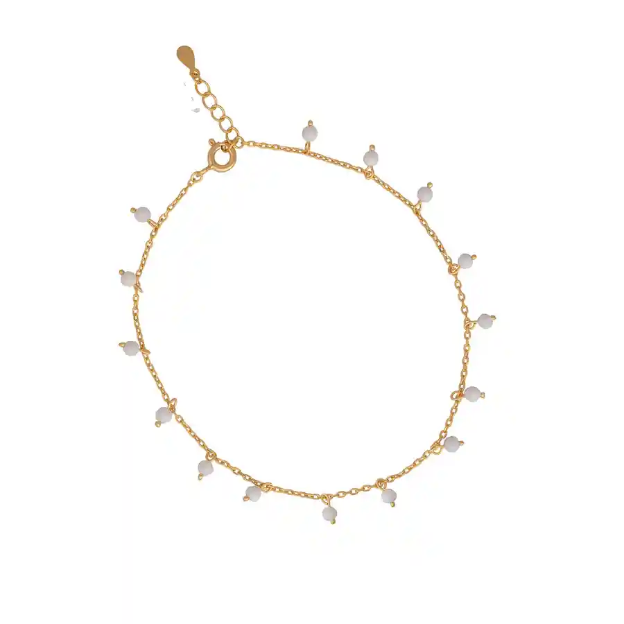 Tobillera Ina White Bañada En Oro