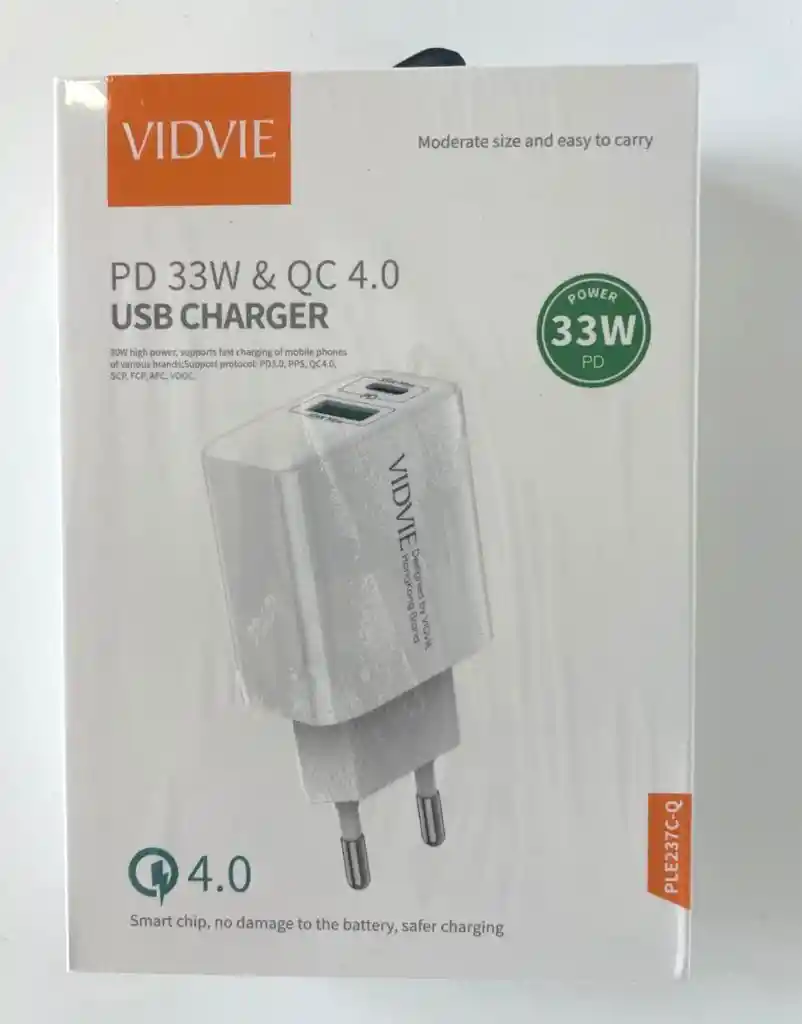 Vidvie Cargador Tipo C Usb Ple237c-q Tc