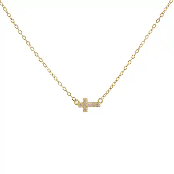 Collar Cruz Bañado En Oro