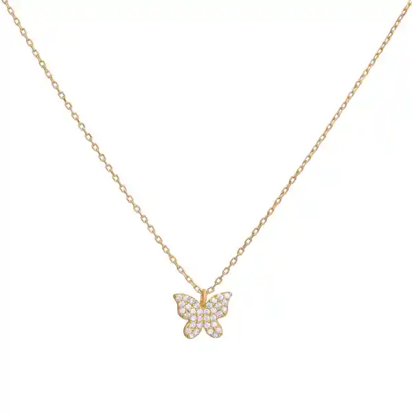 Collar Mariposa Bañado En Oro
