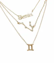 Collar Multicapa 3 En 1 Colgantes Zodiaco Constelaciones Geminis