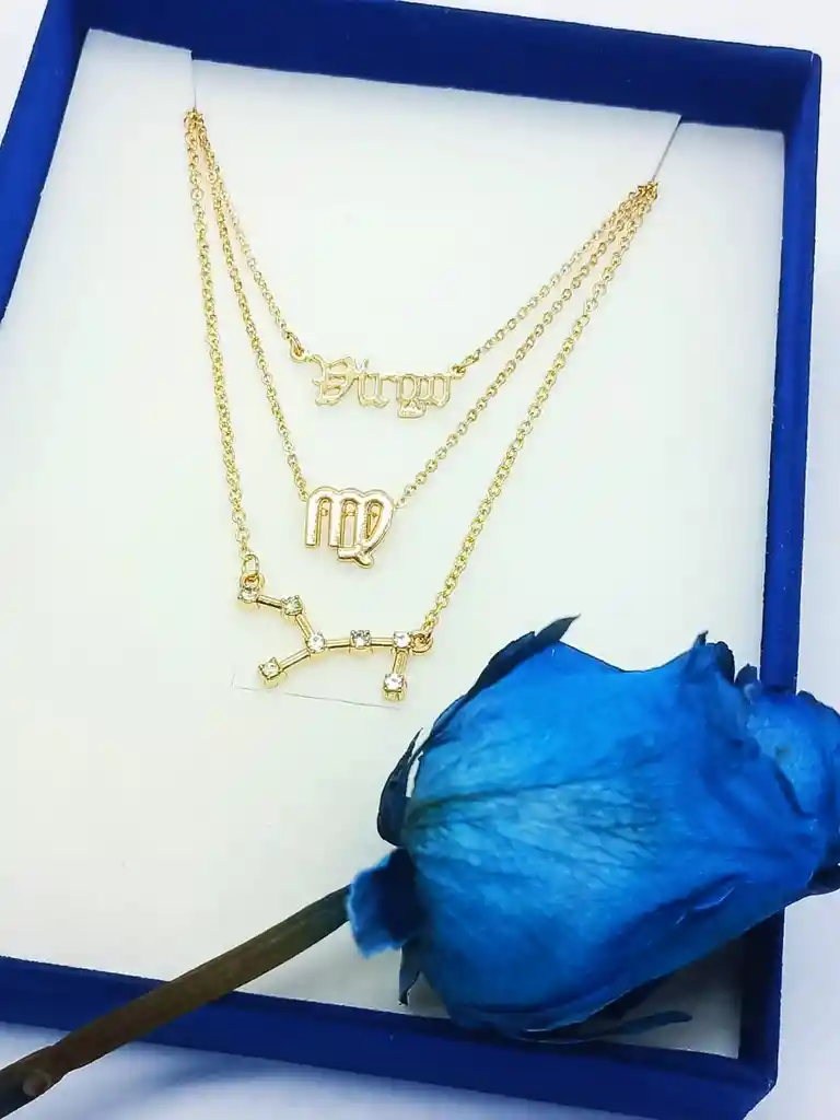 Collar Multicapa 3 En 1 Colgantes Zodiaco Constelaciones Virgo