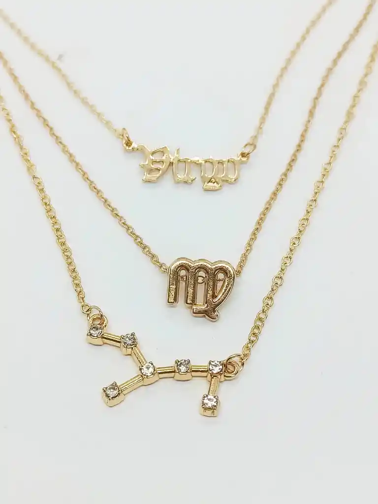 Collar Multicapa 3 En 1 Colgantes Zodiaco Constelaciones Virgo