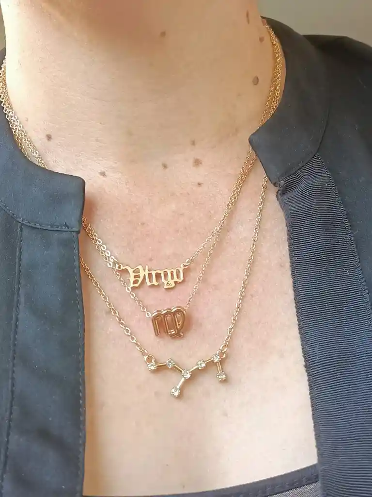 Collar Multicapa 3 En 1 Colgantes Zodiaco Constelaciones Virgo