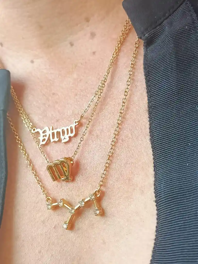 Collar Multicapa 3 En 1 Colgantes Zodiaco Constelaciones Virgo