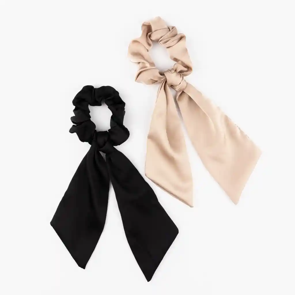 Set Collets Mujer Cinta Satín Negro